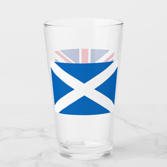 Copa de vidrio patriótico con bandera de Escocia (Anverso)