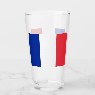 Copa de vidrio patriótico con bandera de Francia