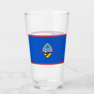 Copa de vidrio patriótico con bandera de Guam