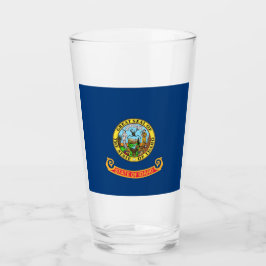 Copa de vidrio patriótico con bandera de Idaho
