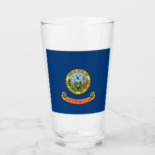 Copa de vidrio patriótico con bandera de Idaho
