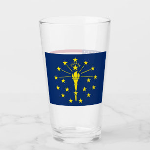 Copa de vidrio patriótico con bandera de Indiana
