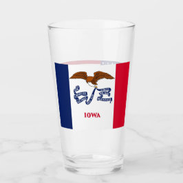 Copa de vidrio patriótico con bandera de Iowa