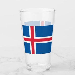 Copa de vidrio patriótico con bandera de Islandia