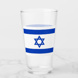 Copa de vidrio patriótico con bandera de Israel