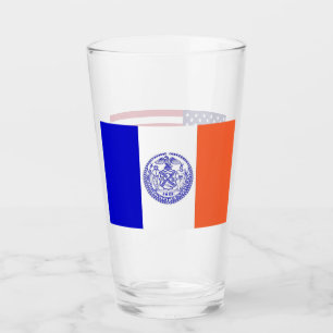 Copa de vidrio patriótico con bandera de la ciudad