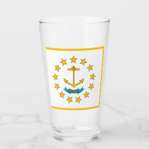 Copa de vidrio patriótico con bandera de la isla R