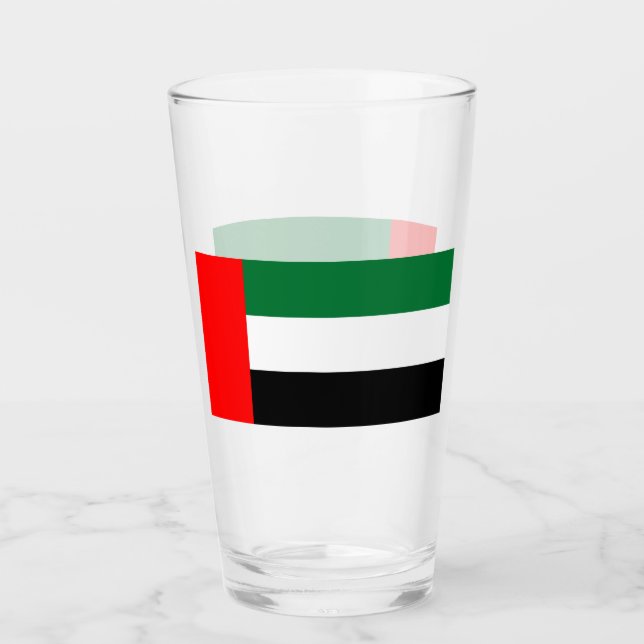 Copa de vidrio patriótico con bandera de los EAU (Anverso)