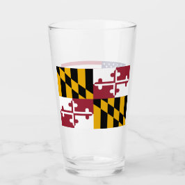 Copa de vidrio patriótico con bandera de Maryland