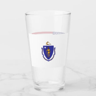 Copa de vidrio patriótico con bandera de Massachus
