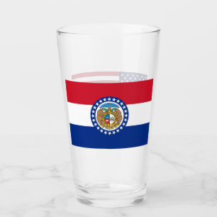 Copa de vidrio patriótico con bandera de Misuri