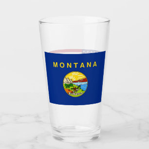 Copa de vidrio patriótico con bandera de Montana