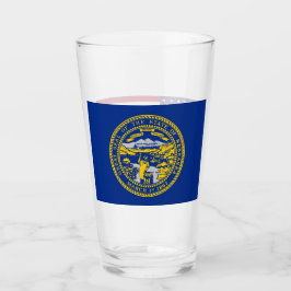 Copa de vidrio patriótico con bandera de Nebraska