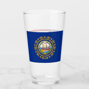 Copa de vidrio patriótico con bandera de Nuevo Ham