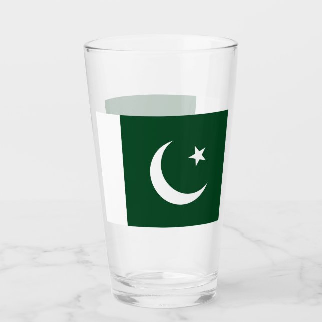 Copa de vidrio patriótico con bandera de Pakistán (Anverso)