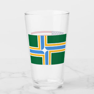 Copa de vidrio patriótico con bandera de Portland