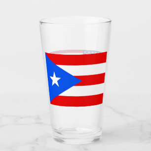Copa de vidrio patriótico con bandera de Puerto Ri
