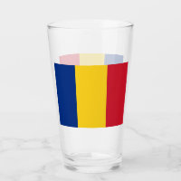 Copa de vidrio patriótico con bandera de Rumania