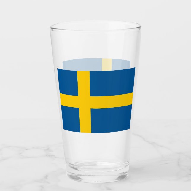Copa de vidrio patriótico con bandera de Suecia (Anverso)