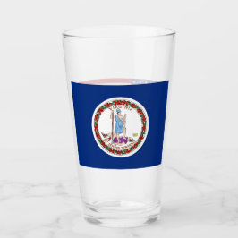 Copa de vidrio patriótico con bandera de Virginia