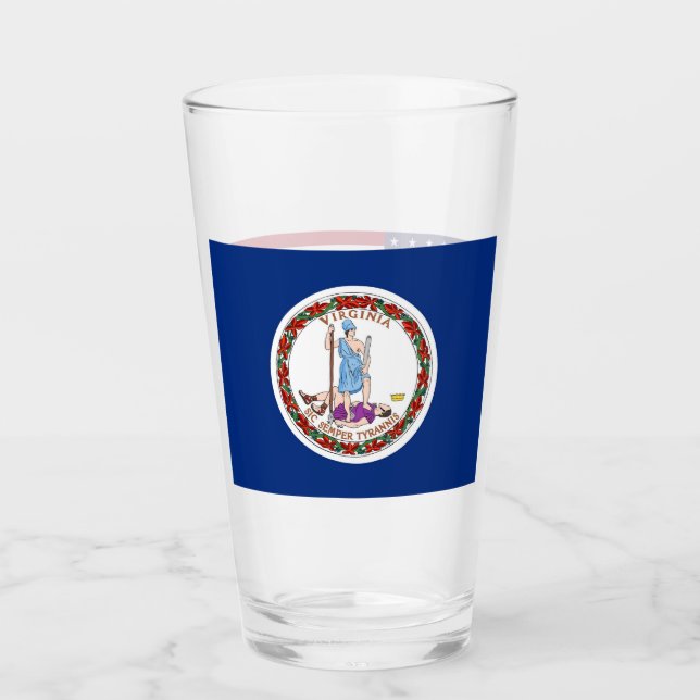 Copa de vidrio patriótico con bandera de Virginia (Anverso)
