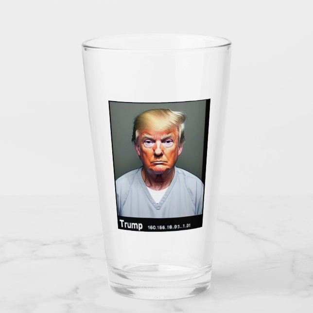 Copa de vidrio Trump Mugshot (Anverso)