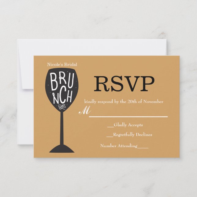 Copa de vino BRUNCH Tarjeta de RSVP de cualquier c (Anverso)