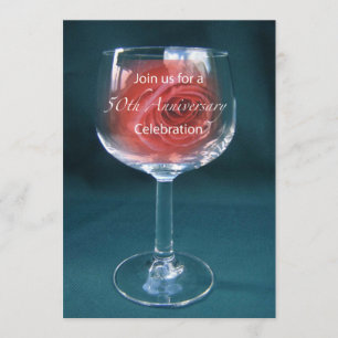 Copa de vino de invitación 50 Aniversario Rosa