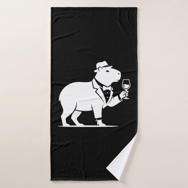Copa de vino divertida de capybara minimalista mod (Toalla de baño)