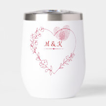 Copa de vino sin tallo con huella romántica de cor