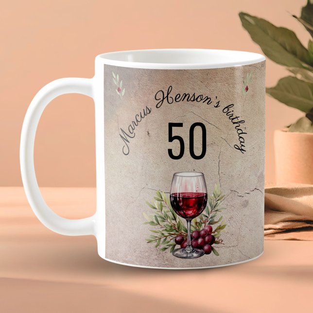 Copa de Vino Tinto Olivo Acuarela 50 Cumpleaños  (Subido por el creador)