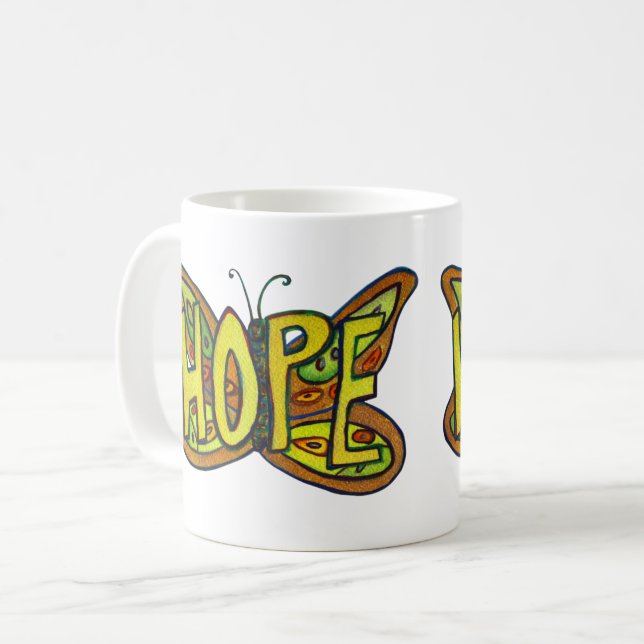Copa del Mundo de Arte Verde Mariposa Wings Coffee (Anverso izquierdo)