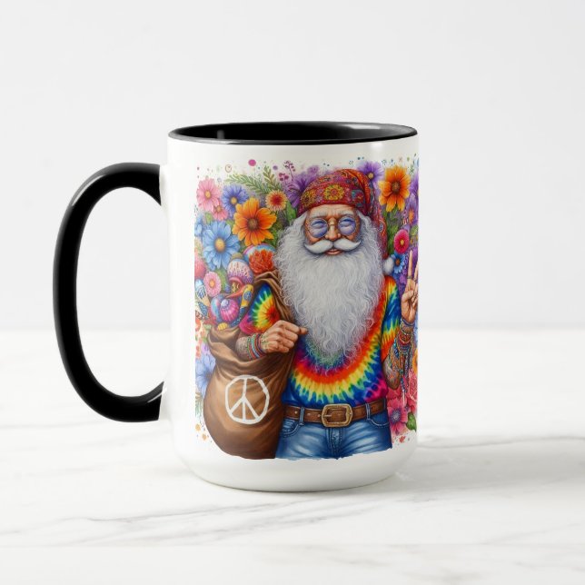 Copa Hippie Santa Navidades Coffee Mug (Izquierda)