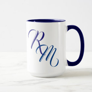 Copa inicial de monograma de escritura azul Person