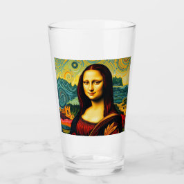 Copa Lisa de Vidrio al estilo de la Mona Van Gogh