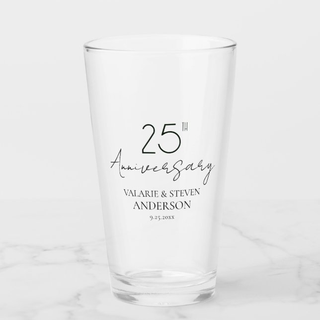 Copa Mínima de Vidrio del 25° Aniversario del Boda (Anverso)