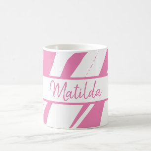 Copa Monogrammed Mug Girly de café rosa y blanco