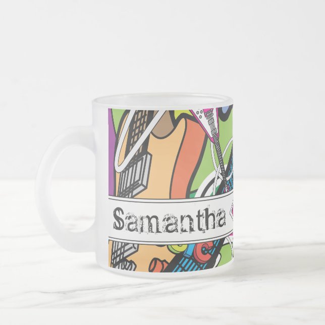 Copa Mug de café de vidrio escarchado de guitarra  (Izquierda)