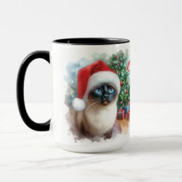 Copa Mug de Coffee navideño para gatos siameses