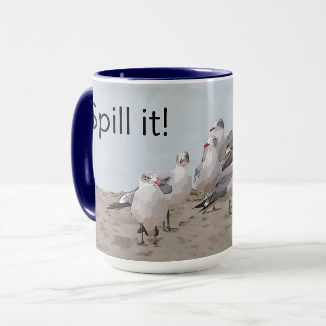 Copa Mug de Cute Sea Gull un Gossip (Anverso izquierdo)