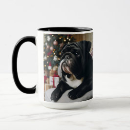 Copa Mug de Navidades de Bulldog de foco negro