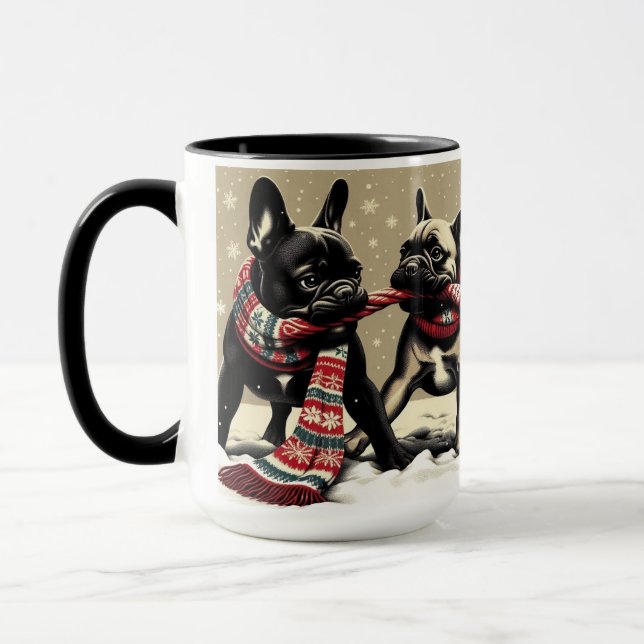 Copa Mug de Navidades de Bulldoges franceses (Izquierda)