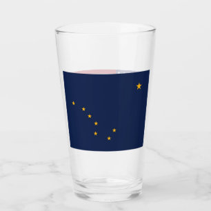 Copa Patriótica de vidrio con bandera de Alaska, E