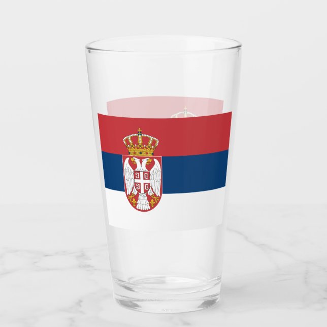 Copa Patriótica de vidrio con bandera de Serbia (Anverso)