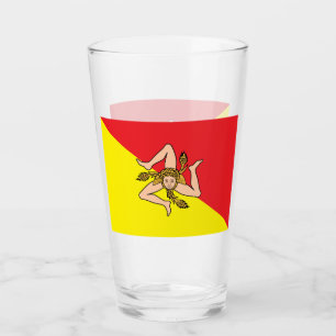 Copa Patriótica de vidrio con bandera de Sicilia,