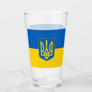 Copa Patriótica de vidrio con bandera de Ucrania