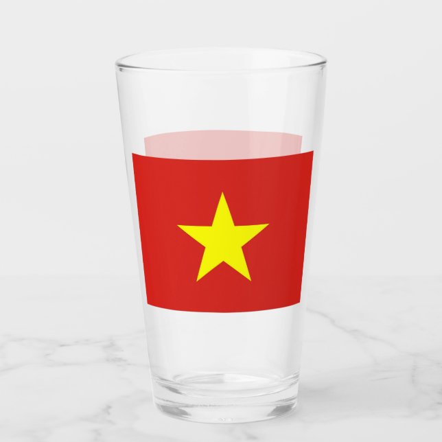 Copa Patriótica de vidrio con bandera de Vietnam (Anverso)