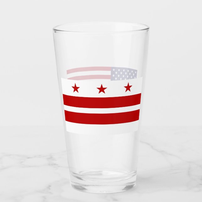 Copa Patriótica de vidrio con bandera de Washingto (Anverso)