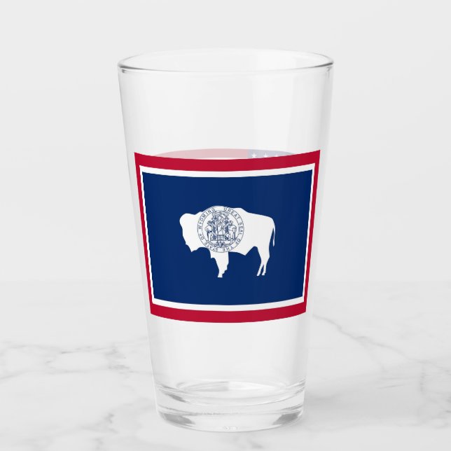 Copa Patriótica de vidrio con bandera de Wyoming (Anverso)