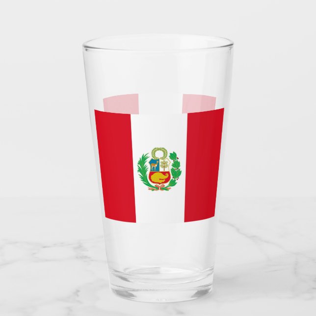 Copa Patriótica de Vidrio con bandera del Perú (Anverso)